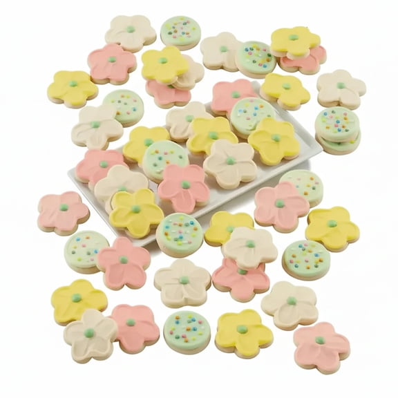 Cheryl's Cookies® Cookie Gift Baskets, Spring Cookie Gift Box w/ 48 Buttercream-Frosted Flower Shaped Sugar Cookies, Individually Wrapped, Gourmet, Handmade, Perfect for Any Occasion, Family & Friends