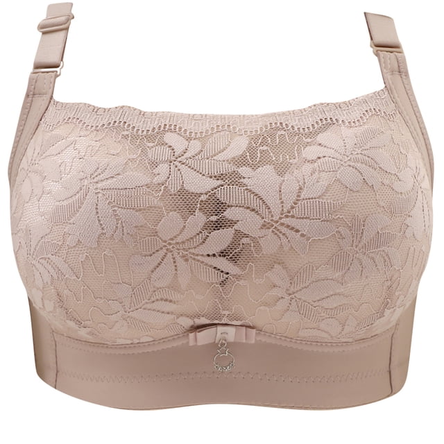 Timegard Bras for Women Plus Size Flower Lace Full Coverage Adjustable Strap Wirefree Seniors Bralette