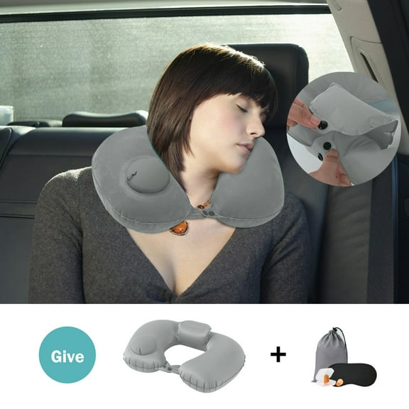 Neck Pillow for Travel, Upgraded Inflatable Travel Pillows for Airplanes, U Shaped Outdoor Air Pillow with Press Type Inflation PVC Foldable, for Travel, Home, Office, Backpacking