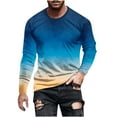 thumbnail image 2 of Sweatshirts for Men Long Sleeve Casual Round Neck Pullover Printed T-Shirt Blouse Blue M, 2 of 5