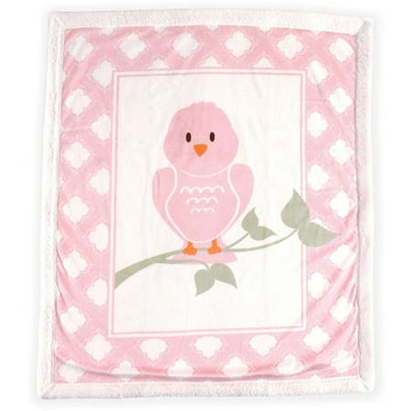 Luvable Friends Print Blanket with Sherpa Backing, Bird