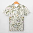 thumbnail image 3 of Herb Plants Botanical Leaves with Flower Men Zipper T-shirt Summer Casual Short Sleeve T-shirt Top, 3 of 7