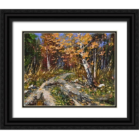 Chodyukov, Aleksander 24x20 Black Ornate Wood Framed with Double Matting Museum Art Print Titled - Birch by the Way