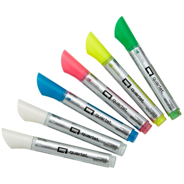 Quartet Premium Glass Board DryErase Markers, Bullet Tip, White and