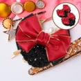 thumbnail image 2 of Miangastore 2Pcs Bowknot Hair Snoods Golden Tuck Net Headdress Occupational Hair Bun Net for Class Work Daily (Red), 2 of 8