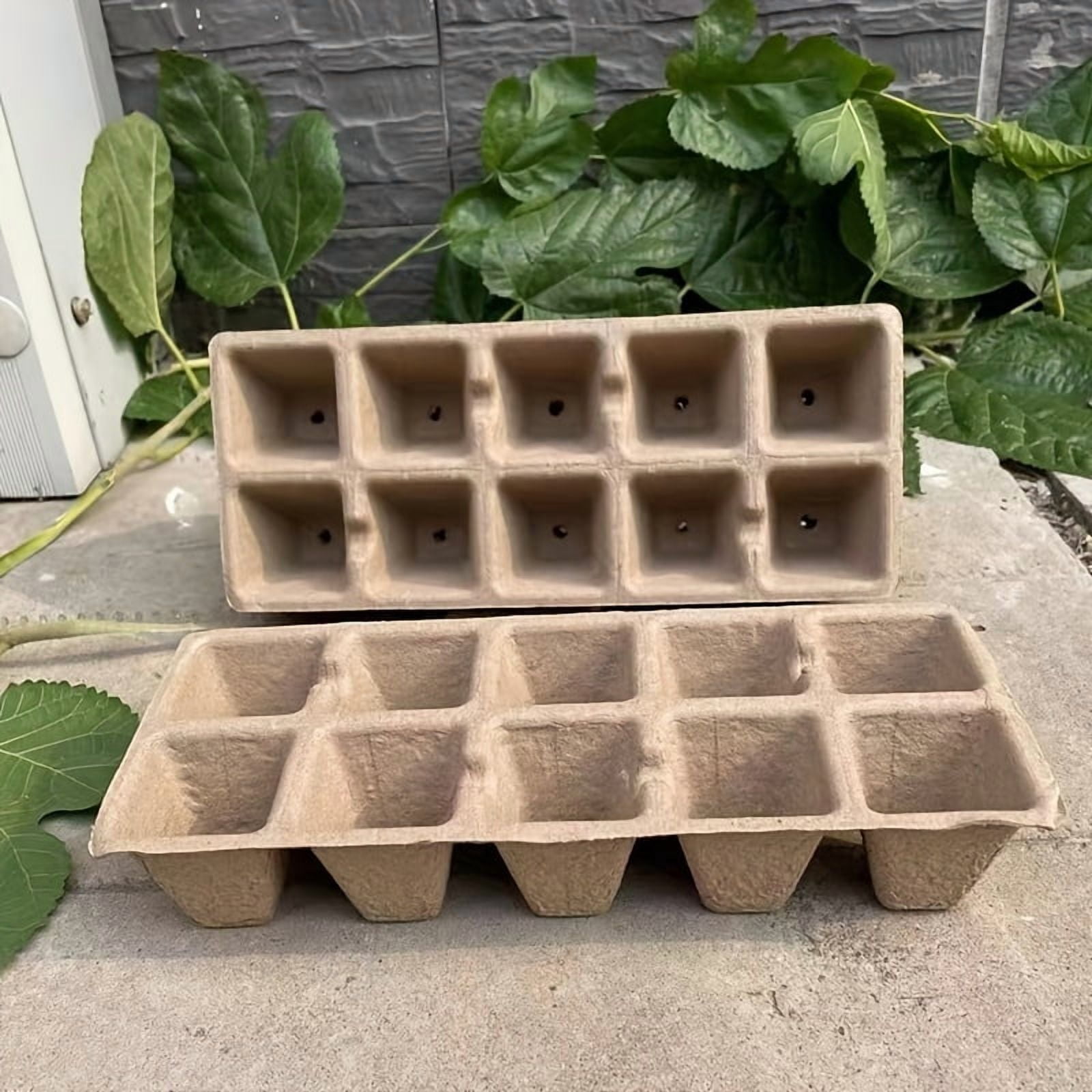 Fanruina 100 Paper Peat Flower Pots Seed Culture Trays Retro Style with 50 Labels and Tools for Planting Germination Starter Kit