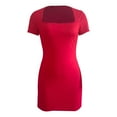 thumbnail image 4 of JIANJIA Summer Dresses for Women Solid Color Sexy Square Collar Short Sleeve Slim Tight Mini Bodycon Dress Activewear,Red,M, 4 of 5