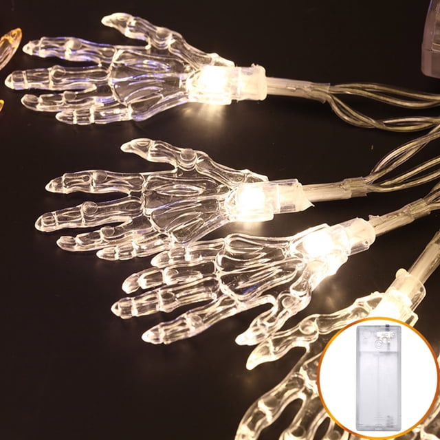 Xihbxyly Luces de Esqueleto de Halloween, Cadena de Luces Led Decorativas, Impermeables y a Pilas, Ambiente de Fiesta Espeluznante, Uso Interior y Exterior, Seguras y Duraderas, 1,2 M de Largo, 10 Lu