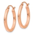 thumbnail image 2 of 14k Rose Gold 2x20mm Polished Lightweight Square-Tube Hoop Earrings TF737, 2 of 3