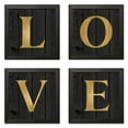 thumbnail image 2 of Gango Home Decor Lovely Black & Gold LOVE Print Set; Four 12x12in Art Prints in Black Frames, 2 of 7
