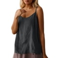 thumbnail image 2 of Camisole Tops for Women Lightweight Cotton Linen Loose Fit Casual Plain Spaghetti Strap Cami Tank Top Summer Outfits, 2 of 5