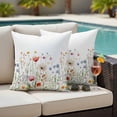 thumbnail image 5 of Watercolor Flower Pillow Covers 2 Pack Spring Multicolor Floral Plant Pillowcase Waterproof Outdoor Throw Pillow Cover for Patio Garden Square Cushion 16”x16”, 5 of 9
