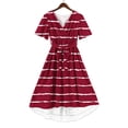 thumbnail image 6 of Enjoytime Womens Summer Dresses Striped Wrap V Neck Puff Short Sleeve Belted Midi Dresses Beach Casual Wedding Guest Dress, 6 of 7