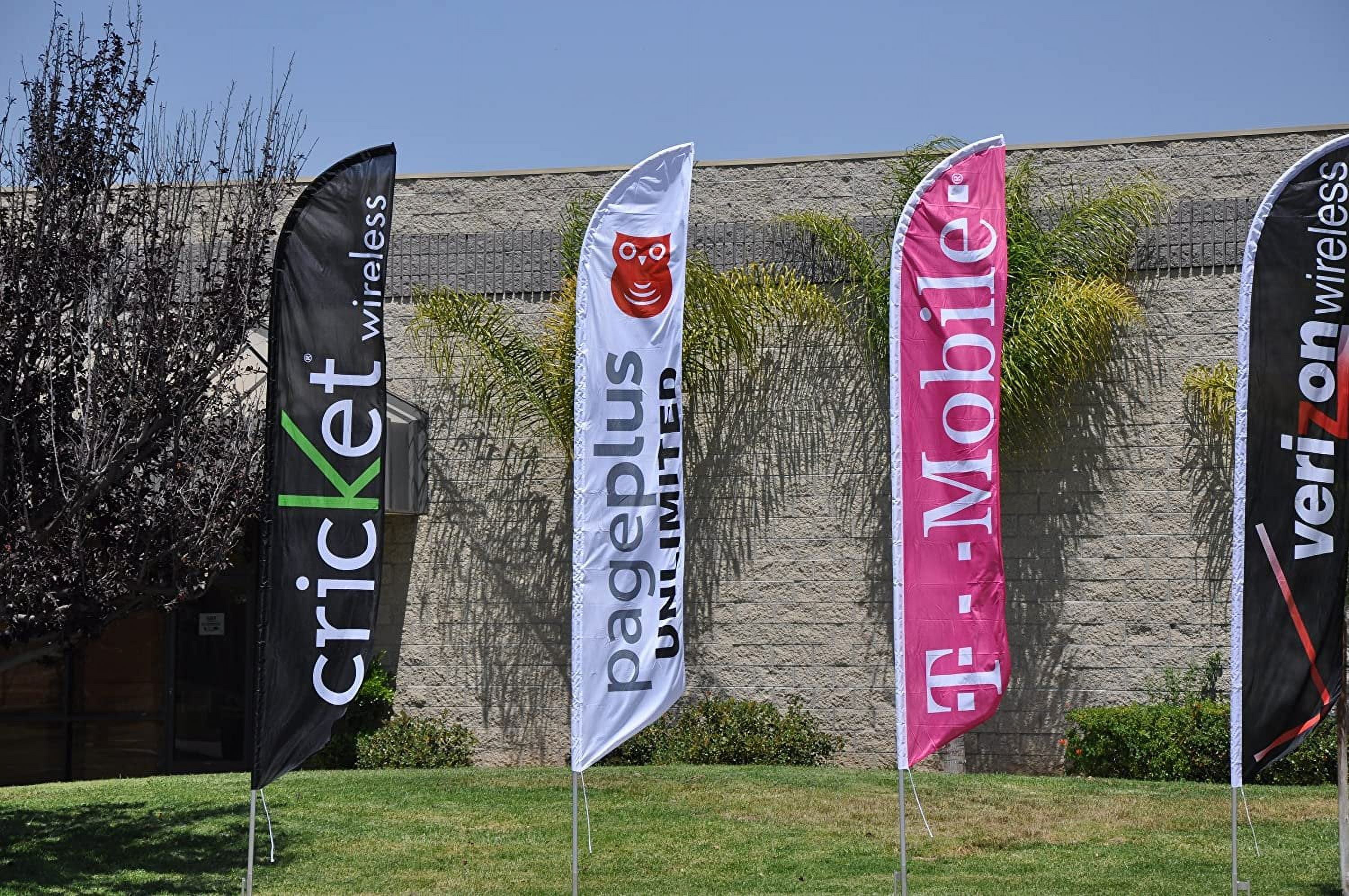 T-Mobile Tmobile Advertising Feather Banner Swooper Flag Sign with Flag Pole Kit and Ground Stake