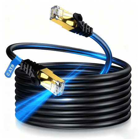 LKYICNHY Cat8 Ethernet Cable 100FT, Shielded 40Gbps 2000MHz High Speed LAN Network Cable with Gold Plated RJ45 Connector and Cross Braid, ROHS/CE Certified, Water-Resistant Cable for Router/Modem