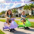 thumbnail image 6 of Ktaxon Electric Wiggle Car with Pedal for Kids, 2 Speed Ride-On Car Toy, 12V Rechargeable Battery, Anti-Rollover, Flashing Wheels, Bluetooth, Colorful lights, for Ages 3+, Purple Pink, 6 of 8