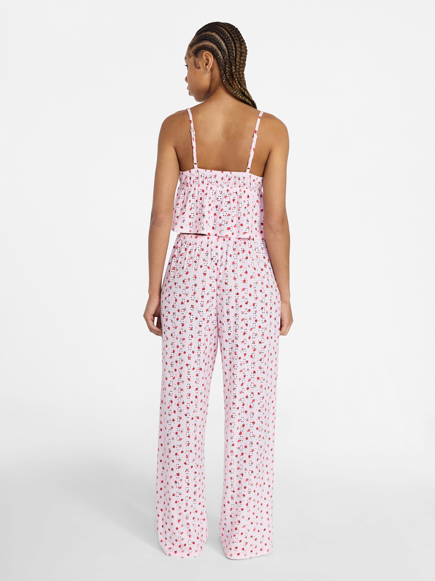 No Boundaries Eyelet Cami and Pants Sleep Set, 2-Piece, Women's XS-XXL