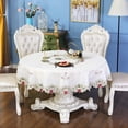 thumbnail image 6 of YaFex-goods Round Table Cloth Flower Embroidered Lace Tablecloth Wrinkle Free & Stain Resistant Fabric Tablecloths Table Cover for Kitchen Dinner ( Round 34 inch ), 6 of 9