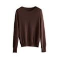 thumbnail image 5 of Women's 100 Percent Pure Wool Sweater Long Sleeve Pullover Crew Neck Tops for Woman Brown S, 5 of 9