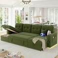 thumbnail image 5 of Homfa Modern Sleeper Sofa with Pull-Out Bed, U-Shaped 6-Seat Sofa with Storage Chaise Couch & USB Charging Port for Living Room, Velvet Fabric, Green, 5 of 12