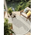 thumbnail image 7 of Unique Loom Outdoor Trellis Collection Area Rug - Kafes (7' Round Gray/Ivory), 7 of 7