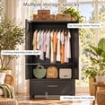 thumbnail image 5 of ShiKeyi 60" Tall Metal Wardrobe Cabinet with 1 Drawer and Hanging Rod, 2 Doors Wardrobe Closet with Shelf for Bedroom, Black, 5 of 10