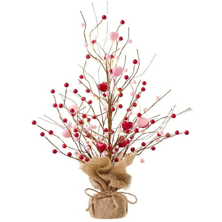 Valentine Tree LED Lighted with Pink and Red Hearts