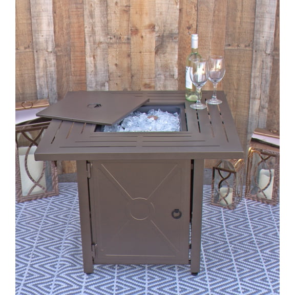 Aluminum Outdoor Propane Fire Pit with Cover- Bronze