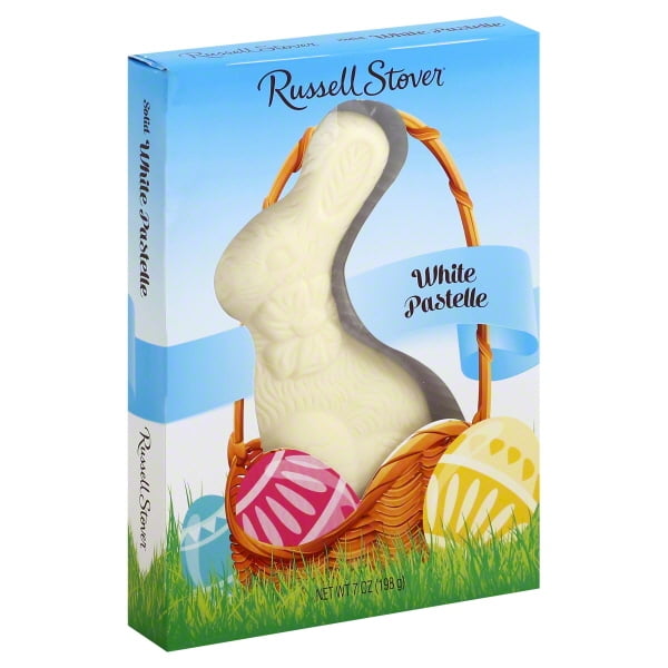 Russell Stover White Chocolate Pastelle Solid Easter Bunny, 7 Oz