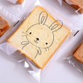 thumbnail image 4 of 100 piezas de bolsas de regalo de dulces autoadhesivas transparentes con forma de conejito, gato, oso, pan, tostadas, galletas, suministros para embalaje de repostería, 4 of 5