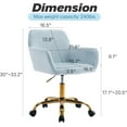 thumbnail image 3 of PetFurnishnVelvet Office Desk Chair, Comfy Swivel Modern Leisure Armchair with Wheels, Upholstered Comfy Velvet Fabric Makeup Chair Height Adjustable for Teens Women Girls Elegant Home, Baby Blue, 3 of 9
