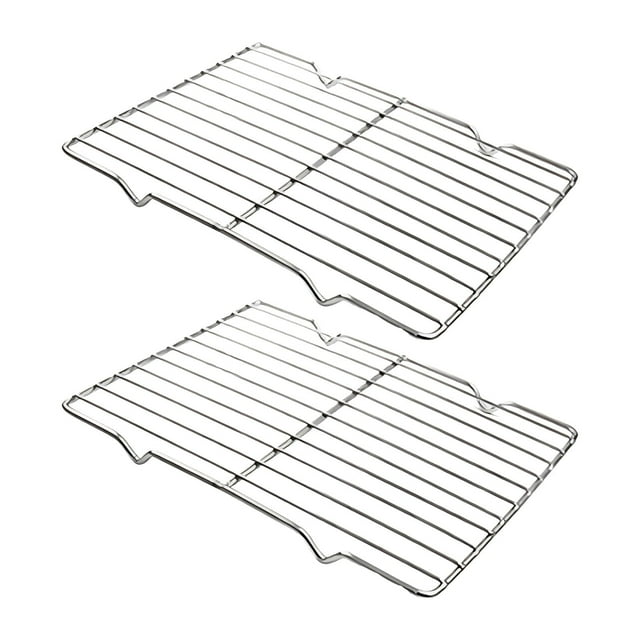 Rejilla para enfriar y hornear Uanit de acero inoxidable con 4 patas, paquete de 2, rejillas resistentes para cocinar y hornear, rejilla resistente para enfriar galletas de 5,3 x 8,7 pulgadas, fácil
