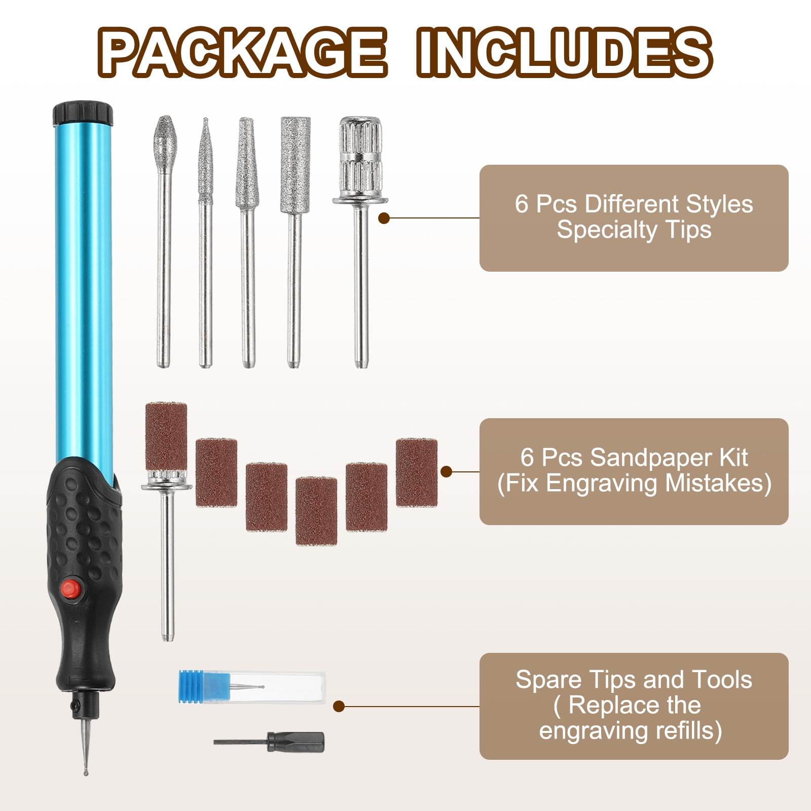 Uxcell Electric Engraving Pen, 1 Set Electric Metal Etching Engraving Pen Engraver Scribe Tools for Glass/Ceramics/Metal, Blue