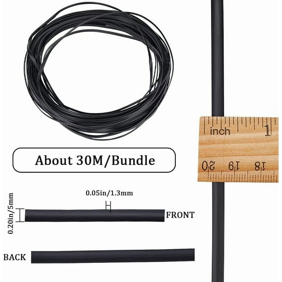 30 m 5mm x 30m Rattan Weave Material Webbing Basket Wicker Weaving Supply Rattan Woven Furniture Repair Kit Plastic Cane Fix Vinyl for Garden Patio Bag Chair Sofa Supply Black