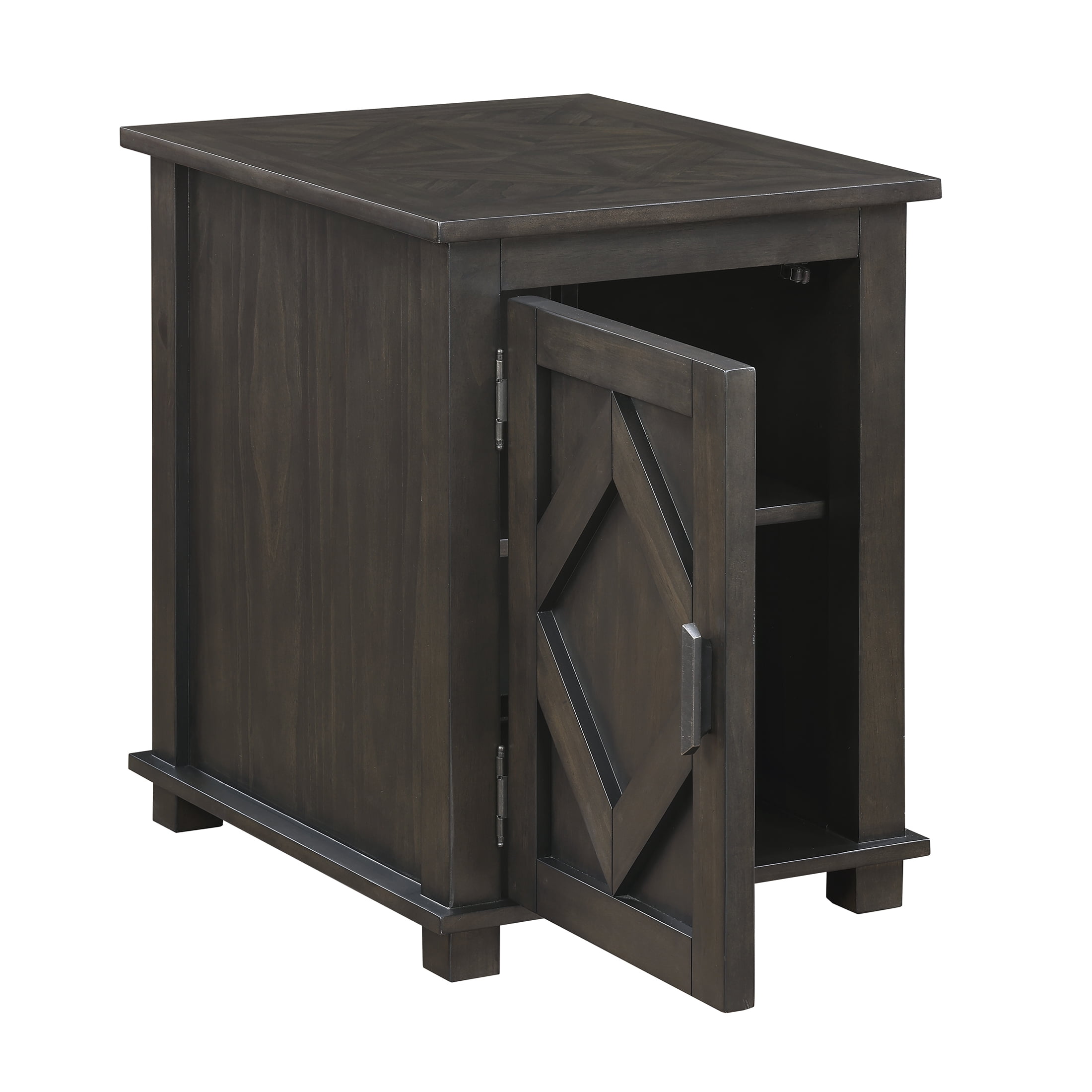 OakvillePark Lior Wooden Chairside Table with Cabinet Storage, Brown