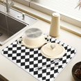 thumbnail image 2 of Yayeee Dish Drying Mat for Kitchen Counter 18" x 24" Microfiber Super Absorbent Coffee Decorative Pad, Black and White Geometric, 2 of 9