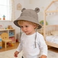 thumbnail image 6 of BRGZLK Baby Boys Girls Cotton Sun Hat Summer 2026 Solid Color Cute Ears Breathable Bucket Hat UV Protection Tie-Back Beach Cap Khaki 2-3T, 6 of 6