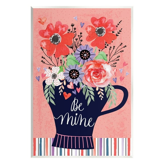 Stupell Be Mine Flower Bouquet Romance Holiday Painting Wall Plaque Unframed Art Print Wall Art