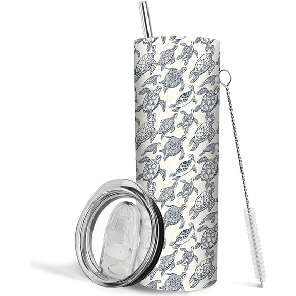 Sea Turtle Gifts, Sea Turtle Gifts for Women, Sea Turtle Tumbler with Lid and Straw, Turtle Decor, Turtle Mug/Coffee Mugs, Turtle Gifts for Turtle Lovers, 20oz Stainless Steel Turtle Tumbler