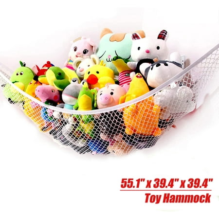 BIPOOBEE Stuffed Animal Hammock Storage Plush Toy Pet Net Organizer Mesh for Bedroom Kids Room Corner (55.1 x39.4 x39.4 )