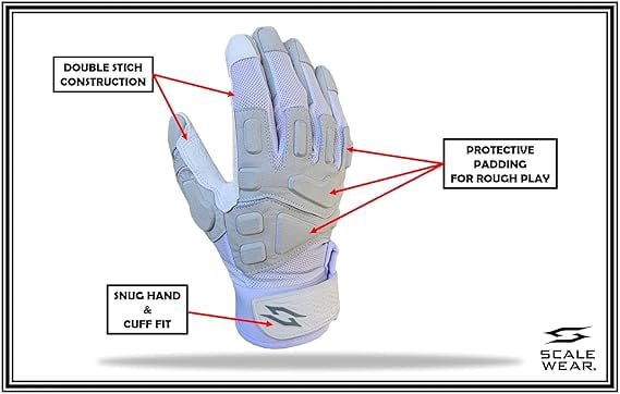 Stealth Padded Football Lineman Gloves – White, Battle College Lineman, Be a Villain Not a Joker with Padded Stealth Football Gloves with Padded Protection, Youth, Kids, Men, Boys, Small to XXL Sizes