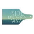 thumbnail image 1 of Ride the Wave Cutting Board, Ride the Wave Words with Ocean Horizon Background Graphic Art, Tempered Glass Cutting and Serving Board, Wine Bottle Shape, Mint Green Petrol Blue, by Ambesonne, 1 of 1