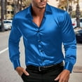 thumbnail image 2 of JTieacloth Long Sleeve Collar Shirt Male Stretch Dress Shirts Formal Wedding Prom Long Sleeve Slim Fit Button Down Shirt Blue, 2 of 6