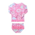 thumbnail image 2 of Yeahdor Baby Girls Floral Printed Ruffles Rash Guard Newborns Long Sleeve Swimming T-Shirt with Bottoms Beachwear, 2 of 7