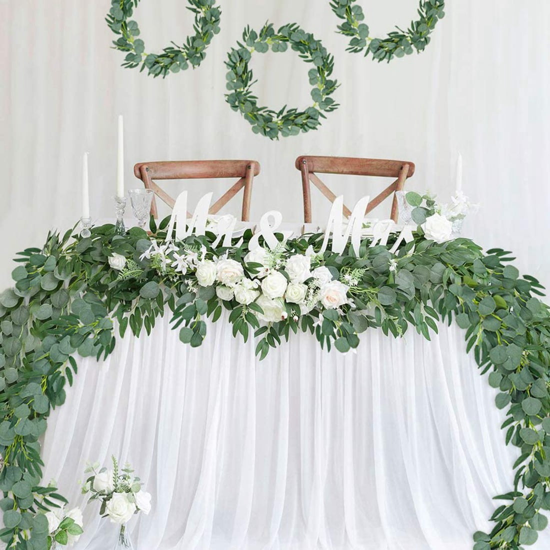 eucalyptus garland 4 Packs Artificial Eucalyptus Garland with Willow