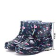 thumbnail image 4 of Domuza Women Bow Tie Printed Glossy Short Ankle Rain Boots, Waterproof Non Slip PVC Rain Shoes for Gardening Walking Commuting Outdoor Rainy Day Wear Blue 7（EU-38）, 4 of 4