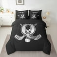 thumbnail image 2 of Homewish Personalized Initial Q Bedding Comforter Set 7-Piece for Kids Boys Girls, Ice Hockey Sport King Bedding Sets, Black and Gray Bed Sheets, Luxury Bedroom Decor, 2 of 8