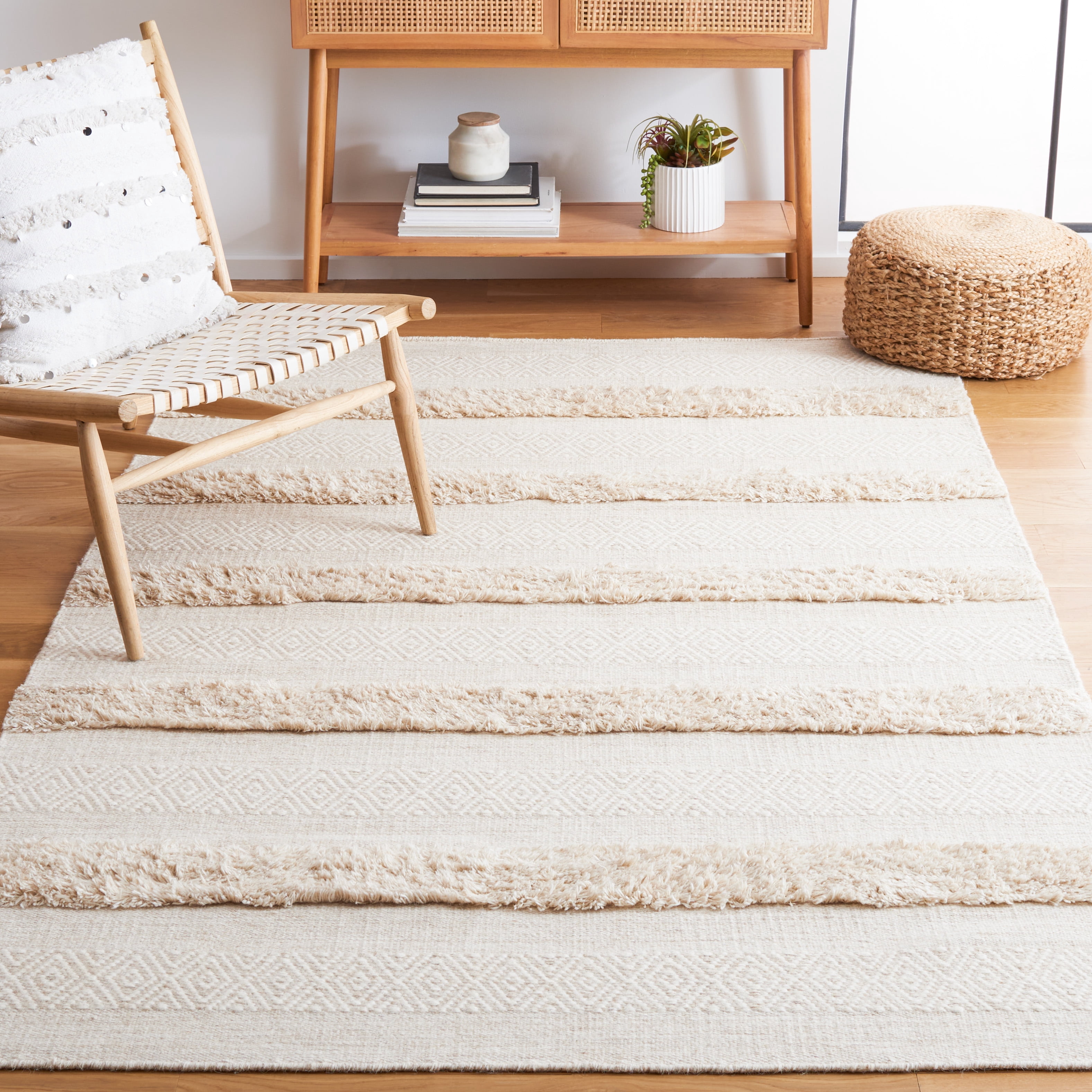 SAFAVIEH Vermont Zavier Stripe Area Rug, Ivory/Beige, 5' x 8'