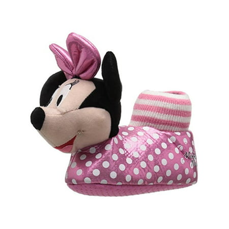 Disney Girls Minnie Mouse Slip On Polka Dot Novelty Slippers