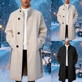 thumbnail image 2 of Aihuaihua Woolen Trench Coat for Men Winter Men Wool Trench Coat Stand Collar Solid Color Overcoat Beige M, 2 of 7